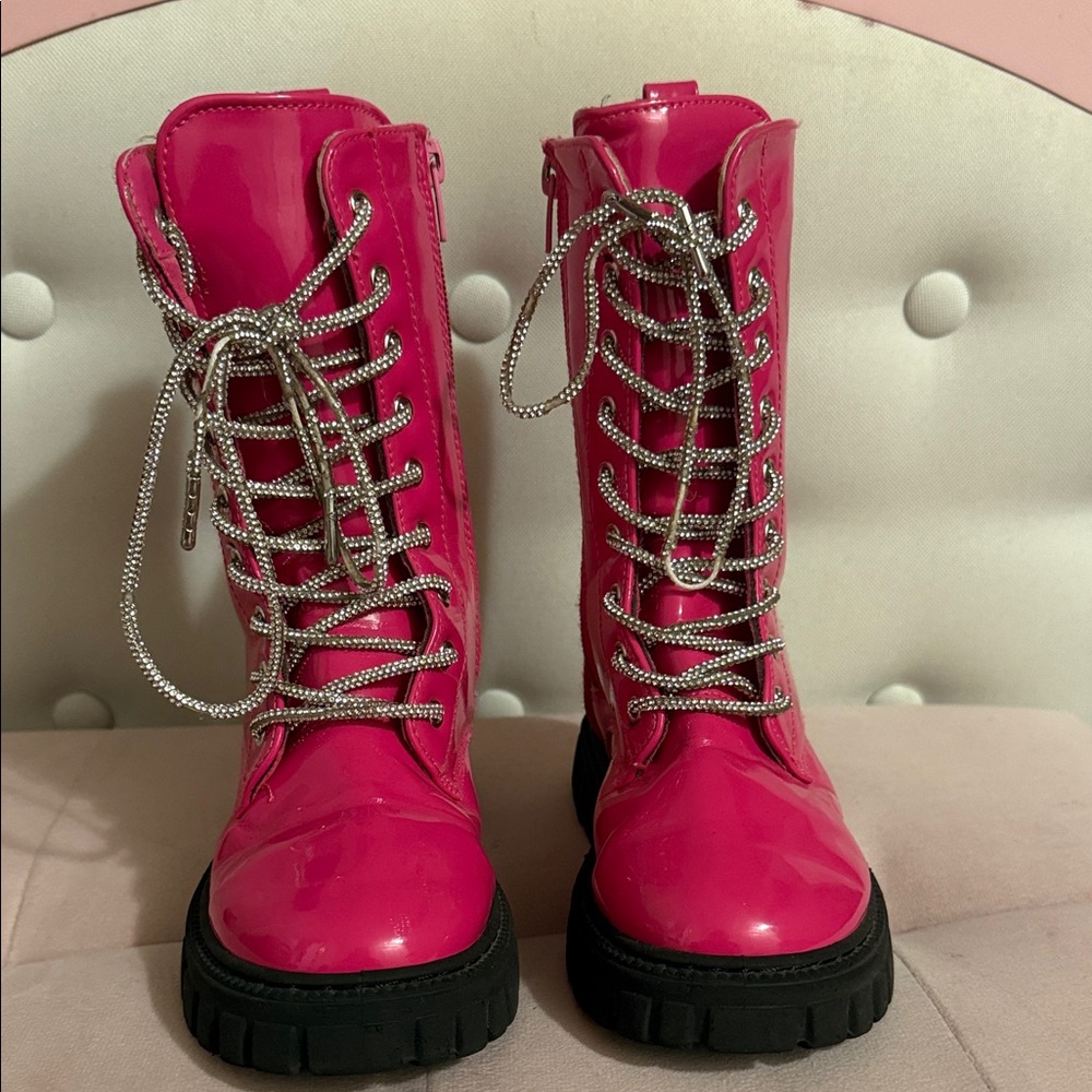 Pink Lace-Up Toddler Boots